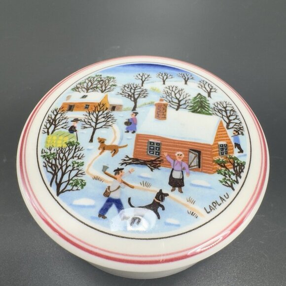 Villeroy & Boch Naif Christmas Round Trinket Box Jewelry Container Porcelain VTG - Picture 9 of 11